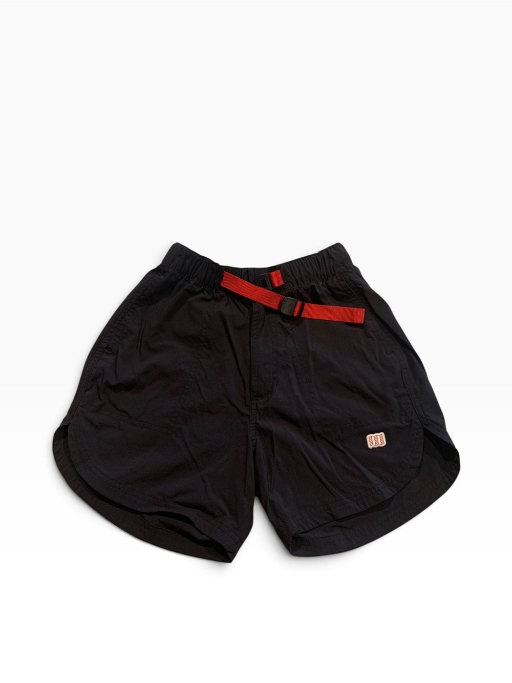 Topo Designs Women’s XS Black Nylon Hiking Shorts Red Belt Outdoor Active